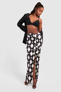 Boohoo Monochrome Print Textured Maxi Skirt, Black