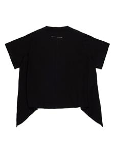 MM6 Maison Margiela Kids logo-print asymmetric T-shirt - Zwart