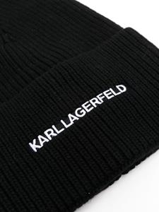 Karl Lagerfeld Ribgebreide muts - Zwart