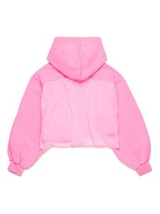 Diesel Kids chiffon-panelled cotton hoodie - Roze