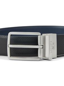 Lacoste logo-engraved leather belt - Blauw