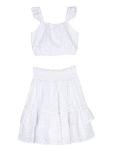 Lapin House Broderie anglaise midi-rok - Wit