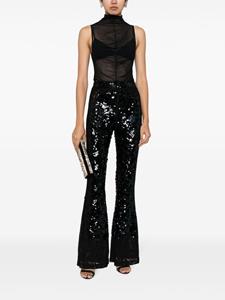 Cynthia Rowley high-waisted sequinned flared trousers - Zwart