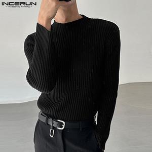 INCERUN Mockneck-sweaters met lange mouwen, casual gebreide tops
