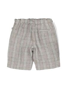 Il Gufo Geruite linnen shorts - Beige