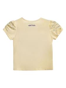 Mimi Tutu T-shirt met bloemenpatch - Geel