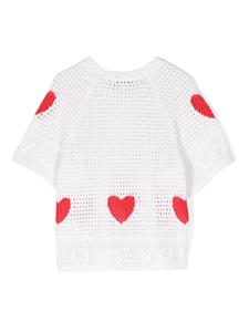 Stella McCartney Kids I Love You crochet-knit T-shirt - Wit