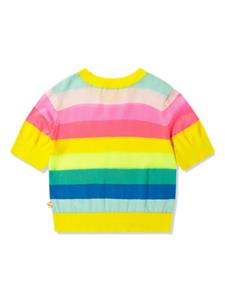 Billieblush logo-patch striped knit-cotton T-shirt - Roze
