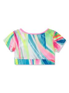 Billieblush swirl-print cropped T-shirt - Blauw