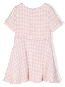 Lapin House Flared jurk met pied-de-poule print - Roze