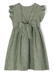 Il Gufo ruffled-sleeves linen dress - Groen