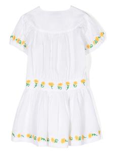 Stella McCartney Kids Sunflower-embroidered shirt dress - Wit