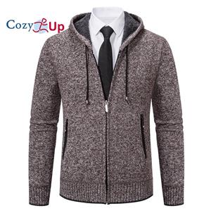 Cozy Up Men's Long Sleeve Cardigan Casual Streetwear Hooded Soft Knit Sweatshirt Thermal Full Zip Fitted Fleece Hoodie