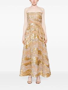 Elie Saab Midi-jurk met geborduurde kralen - Goud