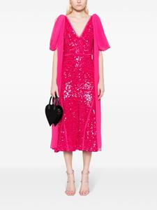 Erdem drape-shoulder sequinned midi dress - Roze