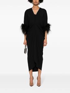 NISSA Midi-jurk met veren afwerking - Zwart