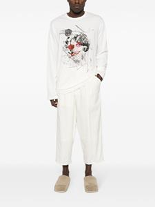 Yohji Yamamoto Popeline broek met wijde pijpen - Wit