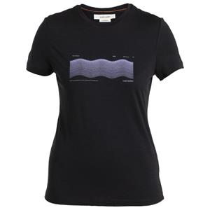 Icebreaker  Women's Tech Lite III S/S Tee Contour Waves - Merinoshirt, zwart