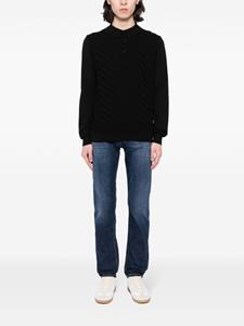 BOSS collarless virgin wool-blend top - Zwart