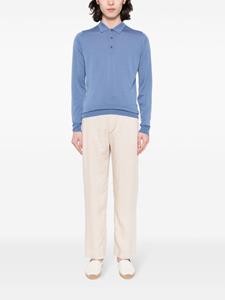 John Smedley long-sleeve wool polo shirt - Blauw