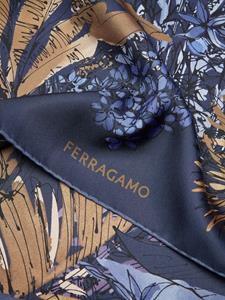 Ferragamo Sjaal met palmboomprint - Blauw