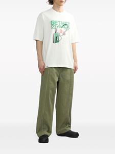 FIVE CM Katoenen broek met wijde pijpen - Groen