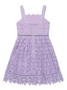 Self-Portrait Kids guipure-lace cotton dress - Paars