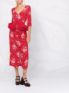 Ulyana Sergeenko Midi-jurk met bloemenprint - Rood