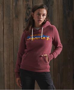 Superdry Vrouwen Vintage Hoodie met Gestreept Core-logo Rood