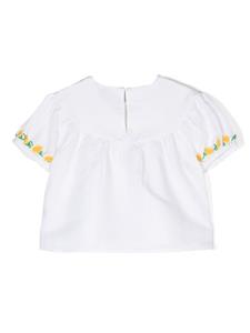 Stella McCartney Kids motif-embroidered ruched blouse - Wit