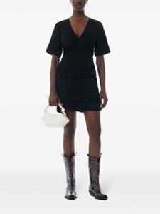 GANNI Mini-jurk met textuur en korte mouwen - Zwart