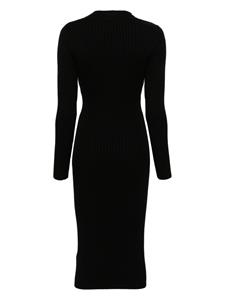 DKNY V-neck ribbed midi dress - Zwart