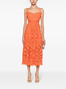 Self-Portrait Midi-jurk met bloemenpatch - Oranje