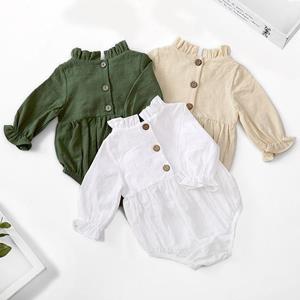 Bestime Fashion Baby Girls Romper Cotton Long Sleeve Ruffles Baby Rompers Infant Playsuit Jumpsuits Cute Newborn Clothes