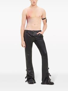 Courrèges buckle-detailed flared leather trousers - Zwart