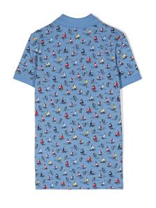 Ralph Lauren Kids boat-print cotton polo shirt - Blauw