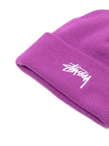 Stüssy Stock Cuff embroidered-logo beanie - Paars