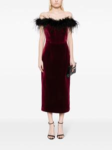 Rebecca Vallance Vanessa feather-trimmed midi dress - Rood