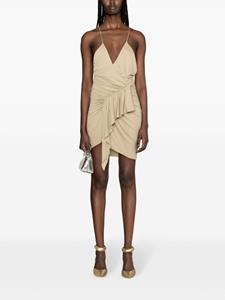 Alexandre Vauthier Jersey mini-jurk met gekruiste hals - Beige