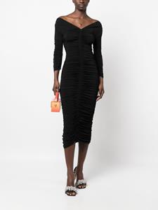 Nº21 Midi-jurk met gesmockt detail - Zwart