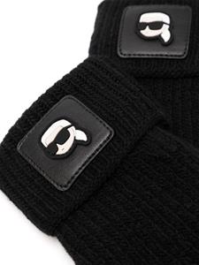 Karl Lagerfeld K/Ikonik ribbed-knit fingerless gloves - Zwart