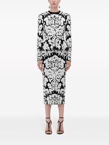 Alexander McQueen patterned-jacquard pencil skirt - 1104 Black
