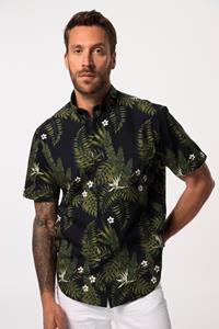 JP1880 Kurzarmhemd Hemd Halbarm floraler Print Buttondown-Kragen