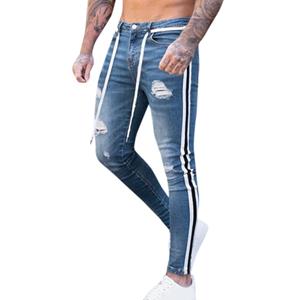 Jolian (ZO)Herenmode Casual denim broek met rechte gaten Distressed jeans lange broek