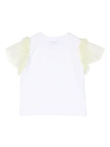 MSGM Kids ruffle-sleeves cotton T-shirt - Wit