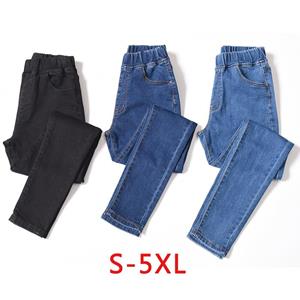 White Li S-5XL Plus maat Casual jeans met hoge taille Zomer herfstbroek Slanke stretch denim broek