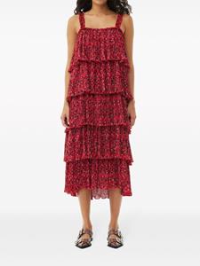 GANNI Midi-jurk met bloemenprint - Rood