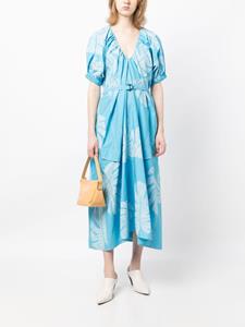 LOVEBIRDS Midi-jurk met pofmouwen - Blauw