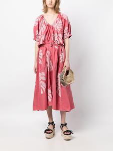 LOVEBIRDS Midi-jurk met bladapplicatie - Roze