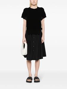 Sacai short-sleeve cotton midi dress - Zwart